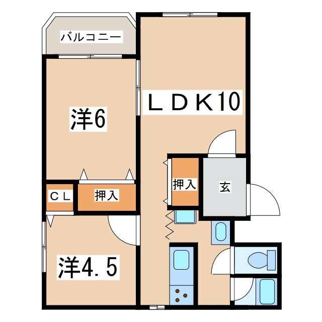 ヒーローマンション高瀬(2LDK/1階)の間取り写真
