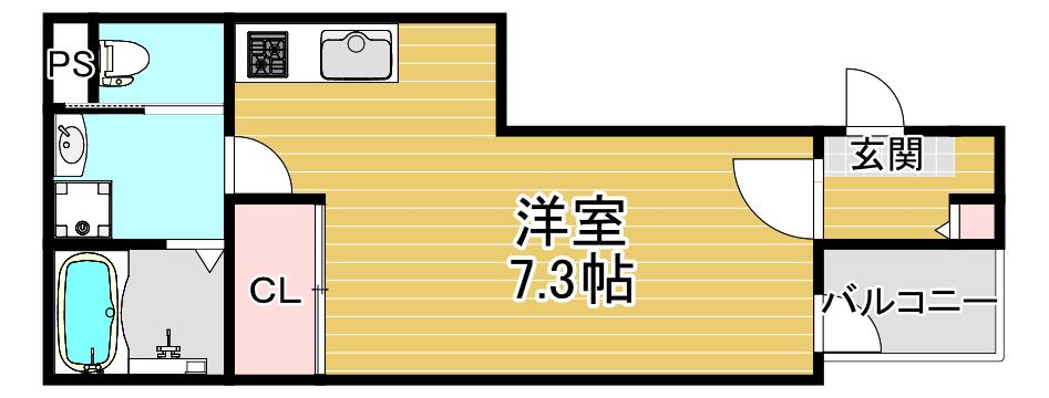 ハーモニーテラス歌島V(ワンルーム/1階)の間取り写真