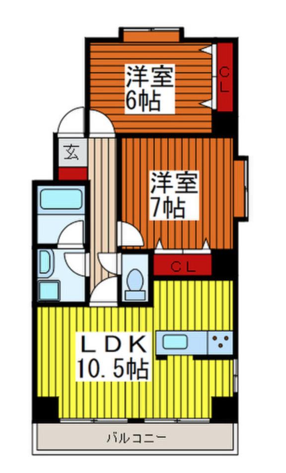 プレステージュ・ミネギシ(2LDK/6階)の間取り写真