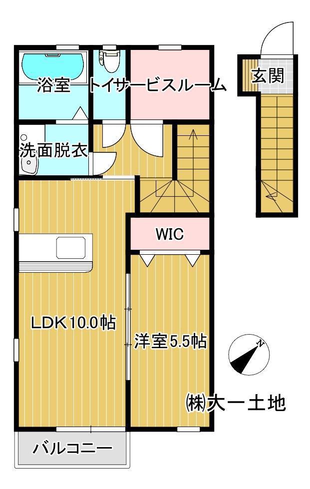 ポラーノコスモC(1LDK/2階)の間取り写真
