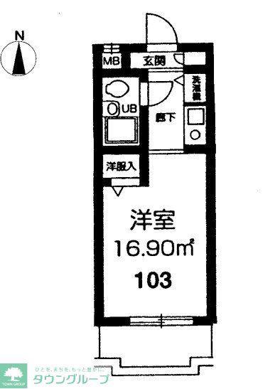 ライフポイント方南町(1K/1階)の間取り写真