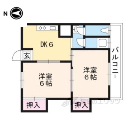 エクセル伏見(2DK/5階)の間取り写真