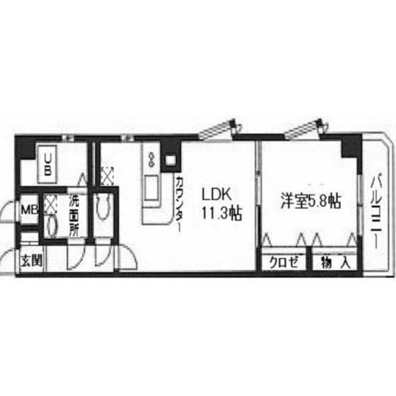 グレイズサイド(1LDK/6階)の間取り写真