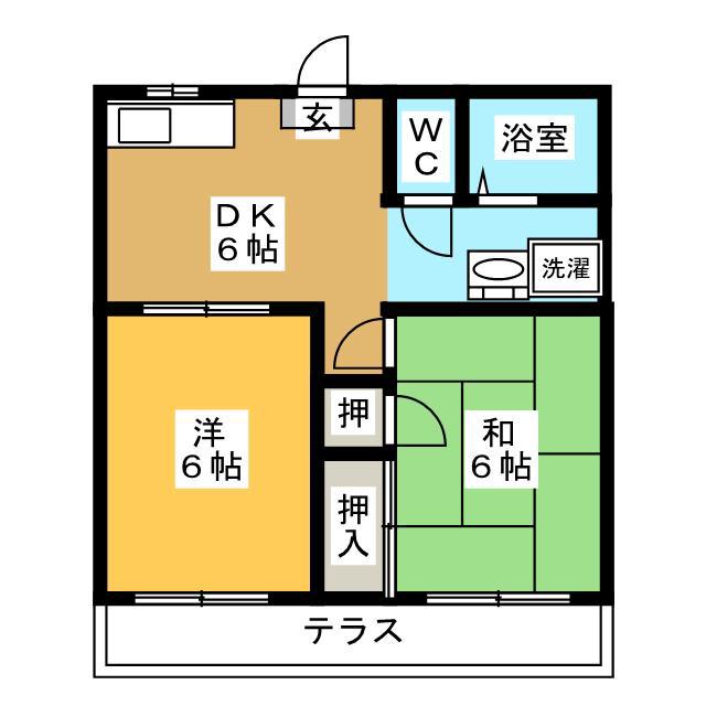 コーポキッパ(2DK/1階)の間取り写真
