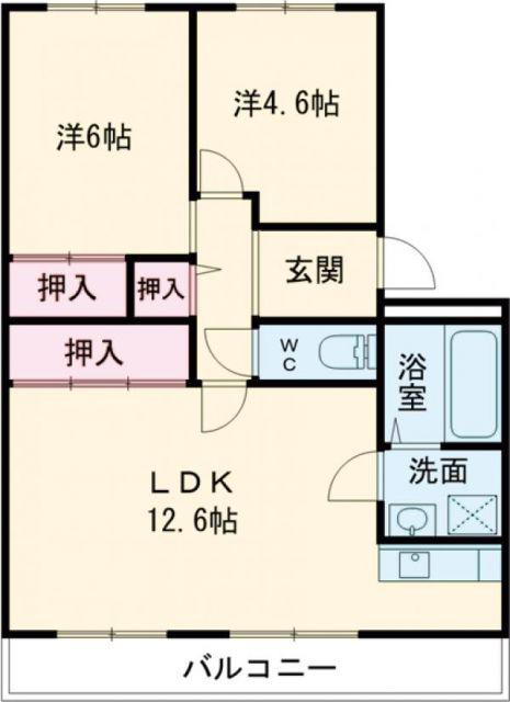 サンシャイン田(2LDK/1階)の間取り写真
