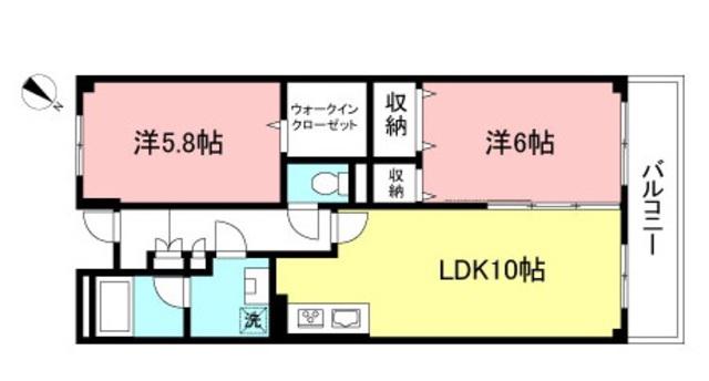 ロイヤルアスコット(2LDK/1階)の間取り写真