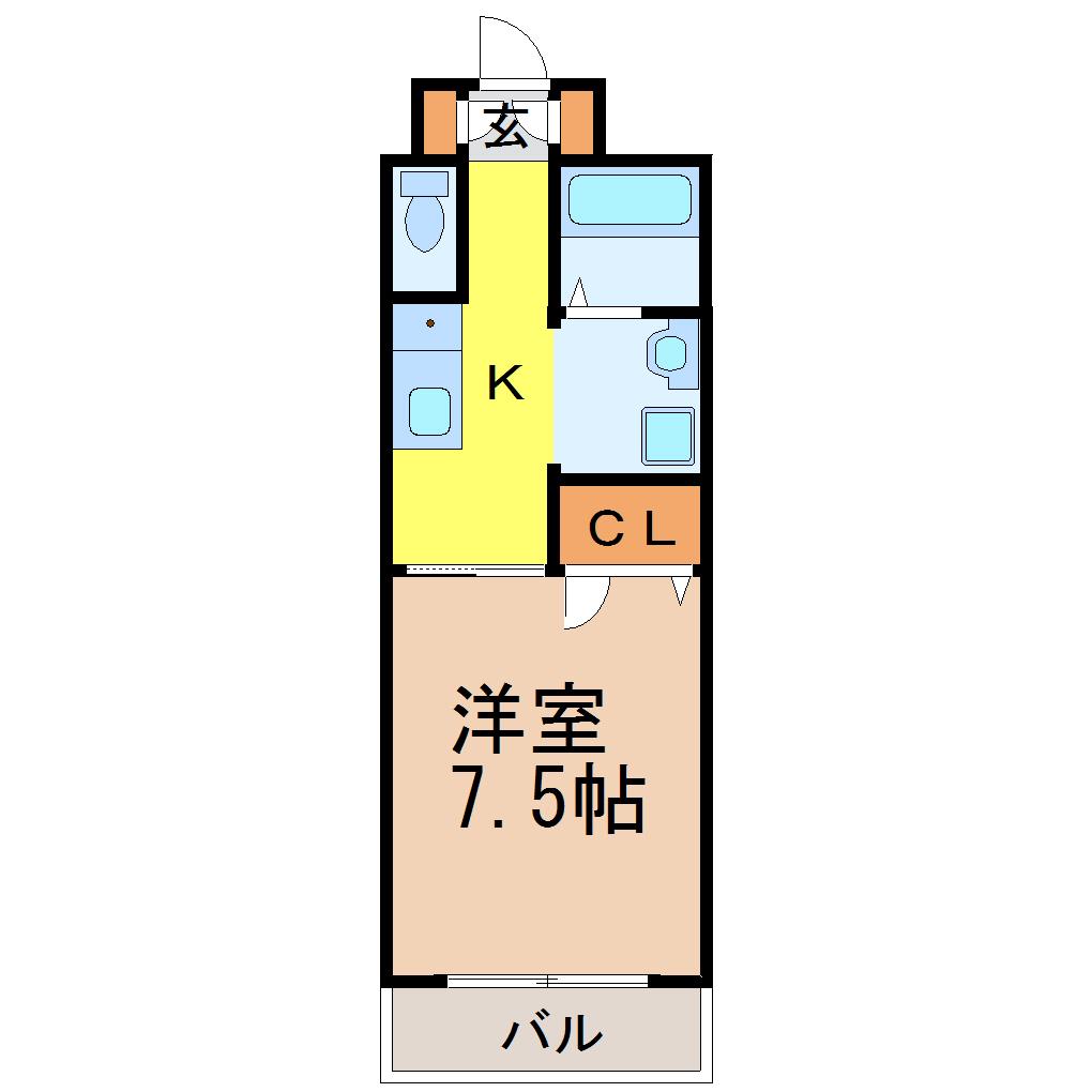 マルキース川名(1K/3階)の間取り写真