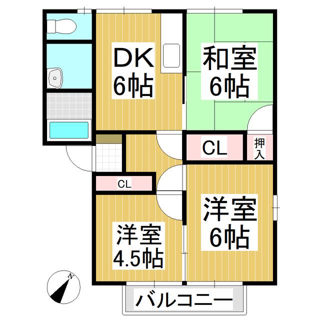 メゾンブルースカイ(3DK/1階)の間取り写真
