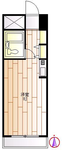 ロジマン武蔵小山(ワンルーム/3階)の間取り写真
