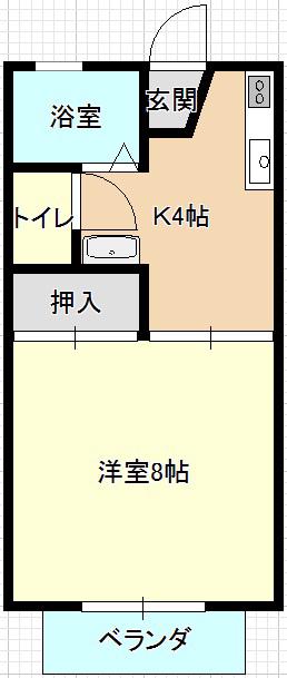 サンシティ西割C(1K/2階)の間取り写真