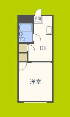 アパートメント住吉II(1DK/1階)の間取り写真
