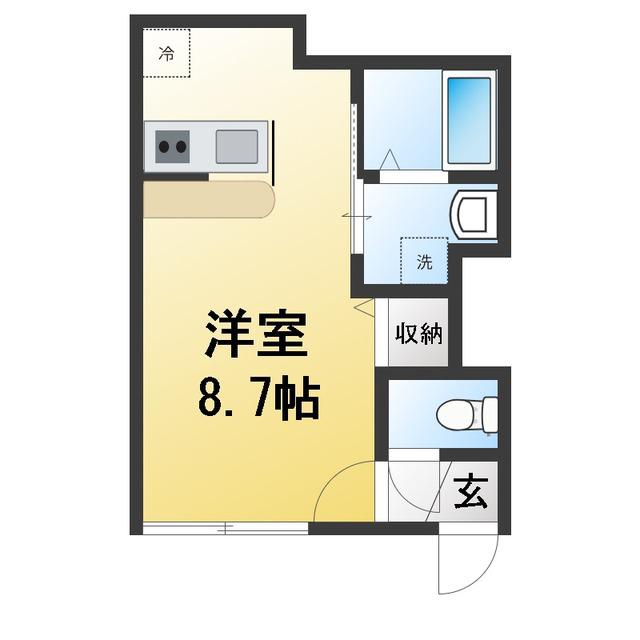 南矢名共同(ワンルーム/1階)の間取り写真