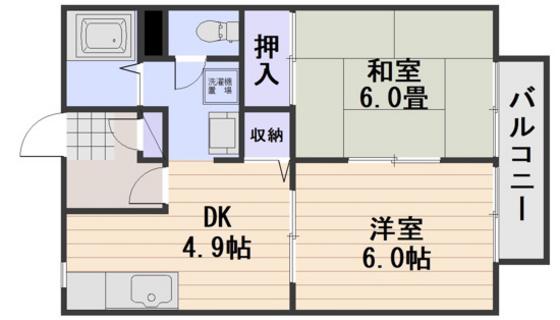 パナハイツ芳泉B棟(2DK/2階)の間取り写真
