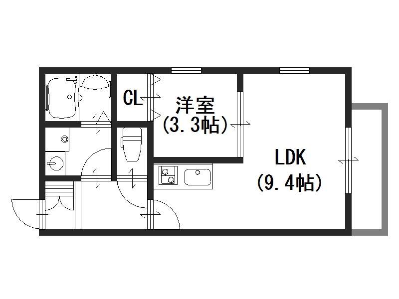 グラツィア千船(1LDK/1階)の間取り写真