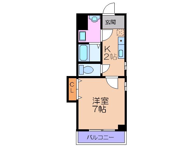 サンハイツ野田(1K/4階)の間取り写真