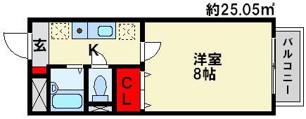 メゾンサンスカイ(1K/1階)の間取り写真