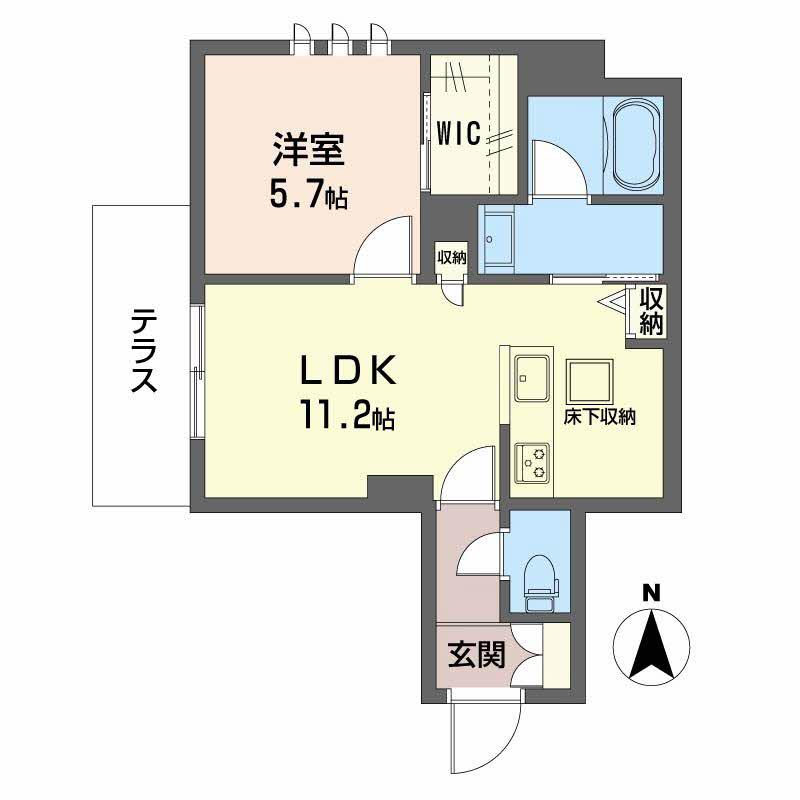グランノーブル(1LDK/1階)の間取り写真