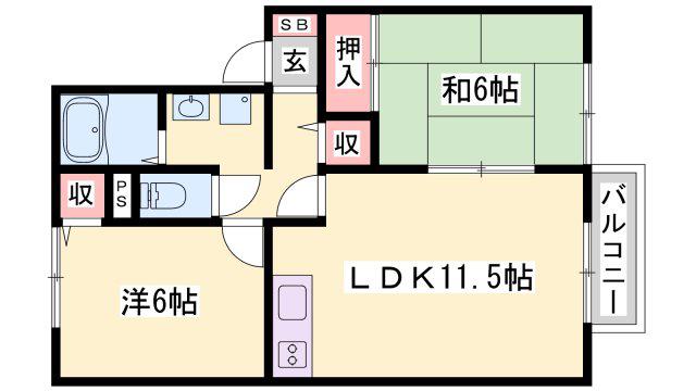 セジュール・K C棟(2LDK/1階)の間取り写真