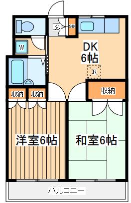 パークハイム12(2DK/2階)の間取り写真