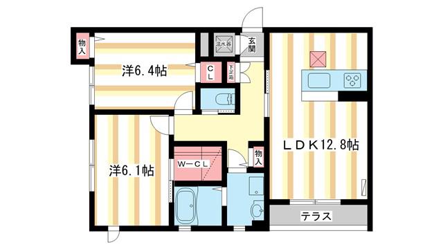 サニーサイド南紀寺(2LDK/1階)の間取り写真