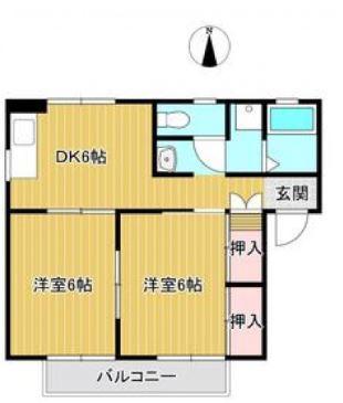 サンコーポ西阿知 A(2DK/1階)の間取り写真
