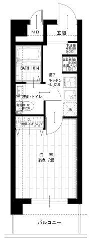 ナイスアーバン横濱駅東館(1K/2階)の間取り写真