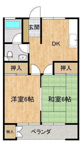 アサヒコーポ(2DK/1階)の間取り写真