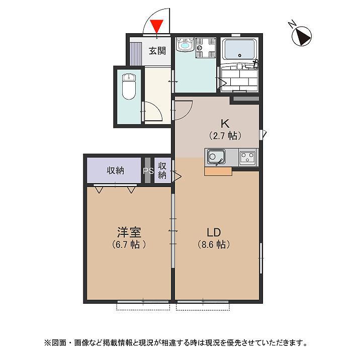 サンガーデン江島B(1LDK/1階)の間取り写真