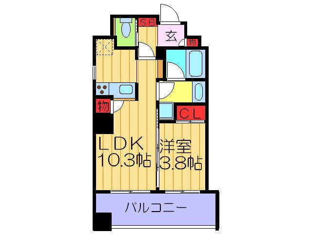 アピリラージュ(1LDK/9階)の間取り写真