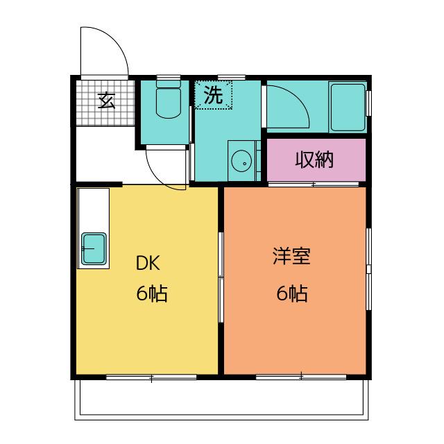 安居院マンション(1DK/2階)の間取り写真
