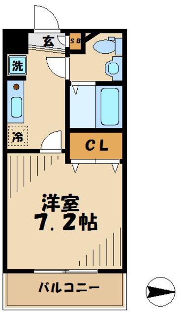 フォンティーヌ多摩(1K/3階)の間取り写真