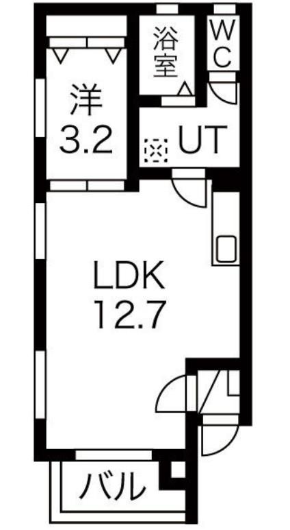 MIA CASA 津賀田(1LDK/2階)の間取り写真