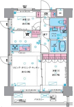 GENOVIA浅草VISKYGARDEN(2LDK/10階)の間取り写真