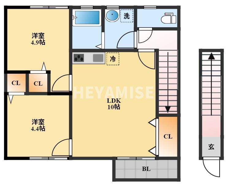 COZY(2LDK/2階)の間取り写真