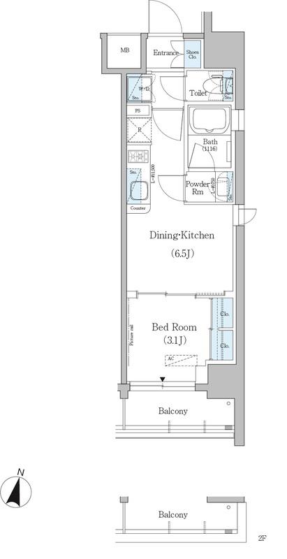 アーバネックス浅草(1DK/2階)の間取り写真