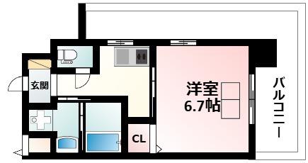 サンスクエア新大阪(1K/3階)の間取り写真