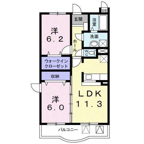 クラール小坂井(2LDK/2階)の間取り写真