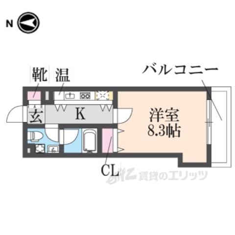 セレブ上小阪(1K/3階)の間取り写真