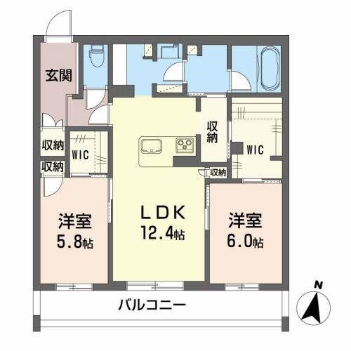 シャーメゾンコンフォーザ(2LDK/2階)の間取り写真
