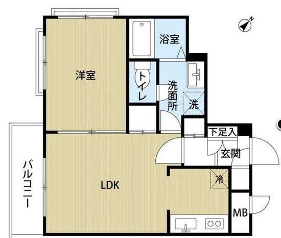 ラカータ川越(1DK/1階)の間取り写真