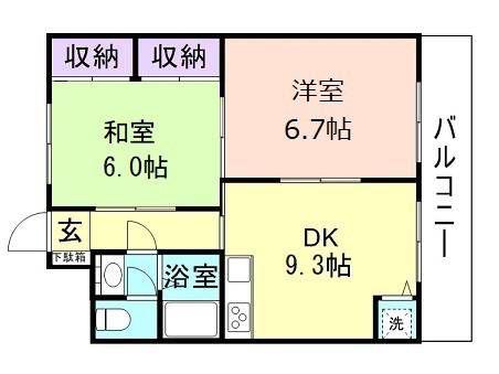 ソレーユ鳴神(2DK/4階)の間取り写真