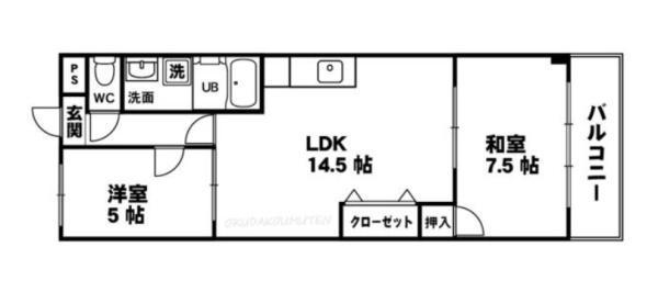 エクセル山崎/2F(2LDK/2階)の間取り写真