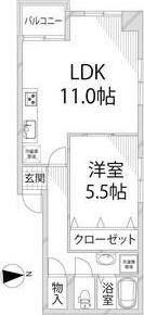 グランヴェール南車崎(1LDK/4階)の間取り写真