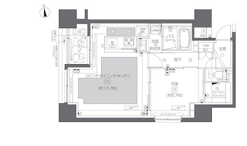 ズーム秋葉原スクエア(1LDK/7階)の間取り写真