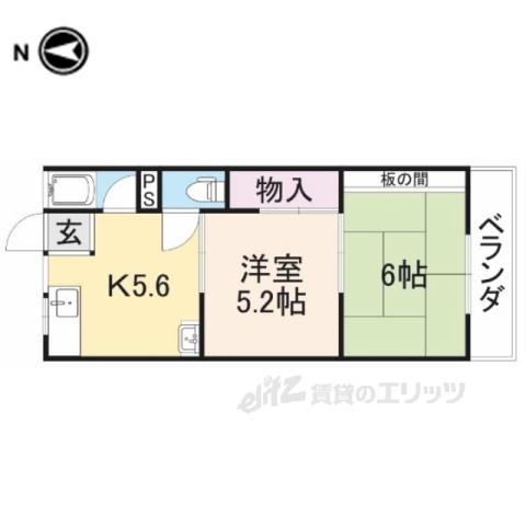 グレーズ鳥見(2DK/2階)の間取り写真