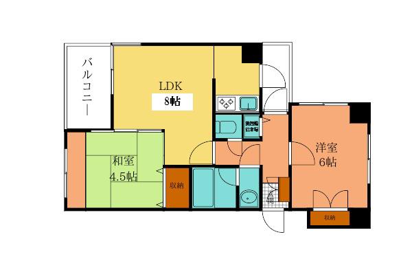 パレス小倉(2LDK/3階)の間取り写真