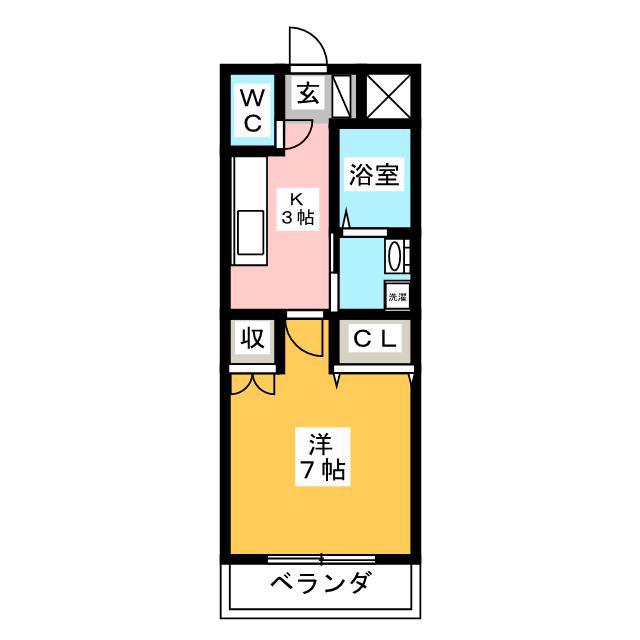 ミハルヒルズ(1K/2階)の間取り写真