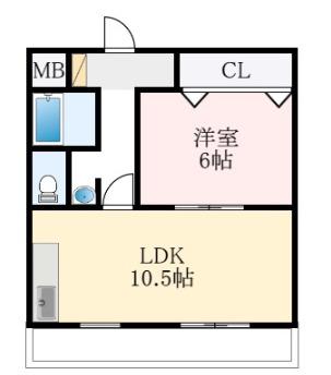 クレスト北花田(1LDK/1階)の間取り写真