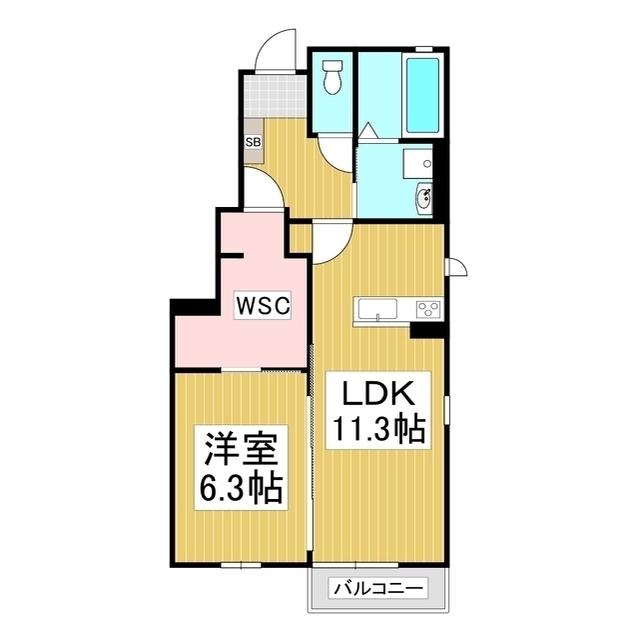 GRANDE広丘 C棟(1LDK/1階)の間取り写真