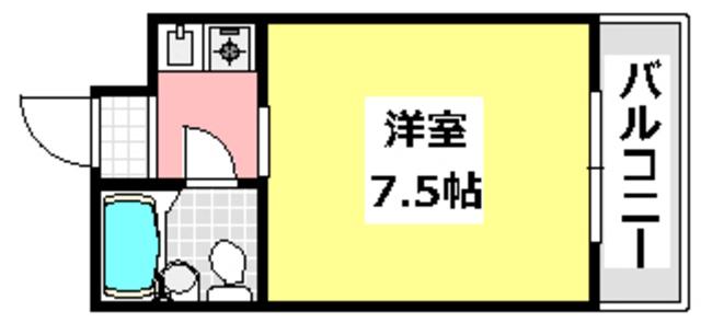 OMレジデンス茨木追手門前(1K/2階)の間取り写真
